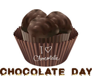 朱古力杯子蛋糕，帶有 'I ♥ Chocolate' 文字，慶祝朱古力日。 — 朱古力 壁紙