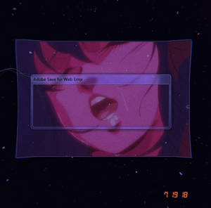在星空場景中，數位錯誤訊息後面的動漫女孩臉孔。 — 動漫女孩 壁紙
