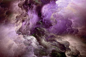 一個旋轉的宇宙星雲，帶有深紫色和柔和的薰衣草色，形成一個夢幻般的天體隧道。 — 抽象 壁紙