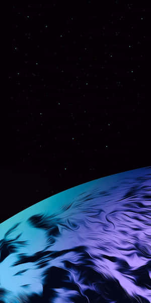 一個藍色和紫色行星在星空夜空下彎曲。 — Pixel 3 壁紙
