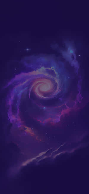 一個充滿活力的螺旋星系，帶有紫色和藍色色調，在繁星點點的宇宙虛空中旋轉。 — Galaxy A55 壁紙