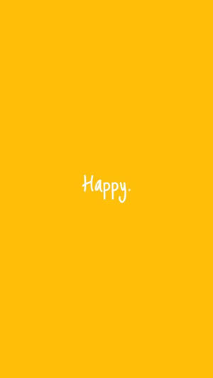 黃色背景上有白色草書的「Happy」字樣。 — 開心 GIF 壁紙
