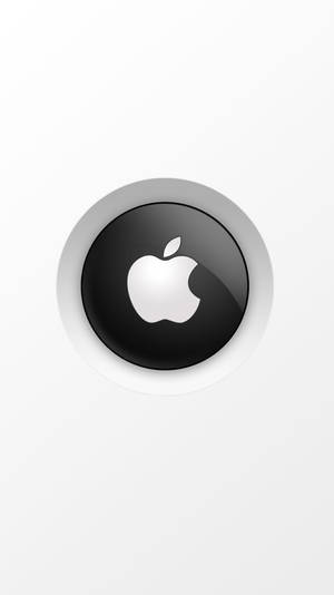 一個黑色圓形按鈕，帶有 Apple 標誌，位於白色背景上。 — 白色美學gif 壁紙