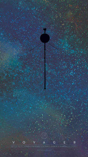 航海家太空船剪影，背景是深空中色彩繽紛的星雲。 — 太空美學 GIF 壁紙
