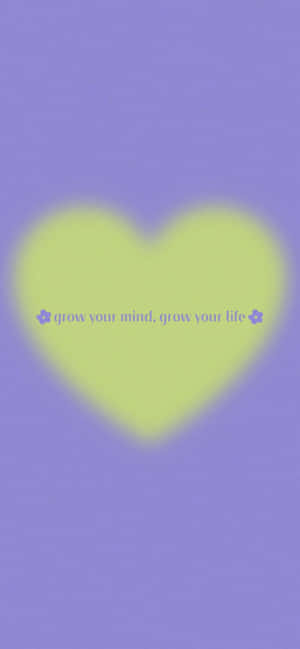 發光的心形，上面有文字 grow your mind grow your life，背景為紫色 — Huawei Mate XTs Ultimate 壁紙