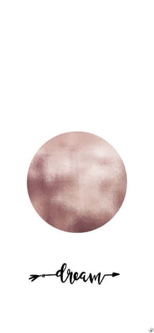 一個玫瑰金色圓圈，上面有「dream」這個詞和箭頭，背景為白色。 — HMD 壁紙