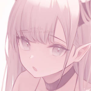 粉紅色頭髮和精靈耳朵的動漫女孩溫柔地向前看。 — 粉紅動漫美學 壁紙