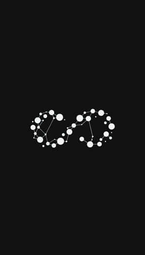 白色無限符號，由點和線在黑色背景上組成 — 太空美學 GIF 壁紙
