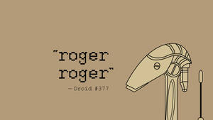 一個米色線條藝術機械人，下方有 'roger roger' 文字。 — 機械人 壁紙