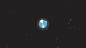 一個藍色地球圖示漂浮在滿天星斗的夜空中。 — 暗黑極簡 壁紙