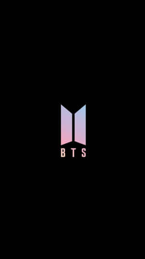 BTS標誌，粉紅和藍色漸變，黑色背景 — 9:16 壁紙