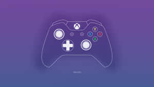 白色輪廓Xbox One手掣在紫色藍色漸變背景上 — 4K 遊戲 壁紙
