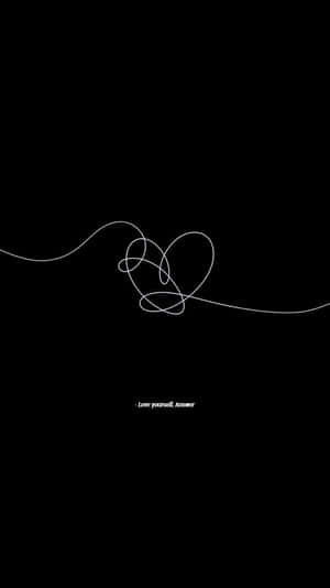 黑色背景上的白色線條心形，附有文字 love yourself answer — 美學 壁紙