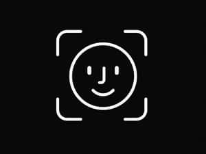 黑色背景上相機取景器內的白色線條笑臉。 — 4:3 壁紙