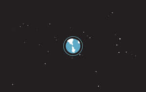 一個藍色地球圖示置於黑暗星空背景中央。 — 簡約桌面壁紙