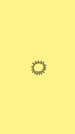 一個簡單的黑色線條太陽圖標，位於淡黃色背景上。 — 可愛糖果色調 壁紙