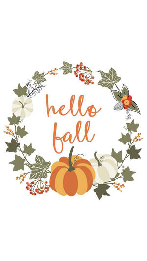 秋季花環配南瓜和漿果，附有 hello fall 文字 — 秋天 壁紙
