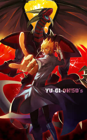 金髮暗色斗篷的動漫角色，身後有紅龍，揮舞著發光的劍。 — Galaxy Z Fold 8 壁紙
