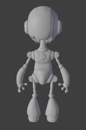 灰色3D機械人模型，從後面睇，背景係深灰色。 — iPhone Duo 壁紙