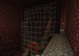 Minecraft地獄堡壘，有黑曜石牆同梯 — 最佳 Minecraft 壁紙