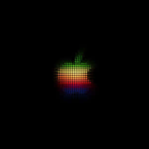 黑色背景上發光的彩虹點Apple標誌 — iPad Pro M4 壁紙