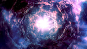 充滿活力的宇宙隧道，旋轉的星雲通向明亮的中心光。 — 天空美學 壁紙