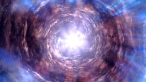 一個充滿活力的宇宙隧道，旋轉的紫色和藍色星雲通向明亮的中心光。 — 星空 壁紙