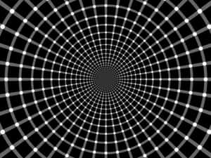 黑白幾何圖案，由點和線創造出隧道效果。 — 幻覺 壁紙