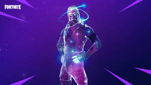 Fortnite角色在紫色星空背景下散發宇宙能量。 — 深紫色美學 GIF 壁紙