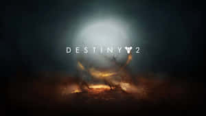 Destiny 2 標誌在黑暗天空下，於熾熱戰場上方發光。 — 遊戲 壁紙