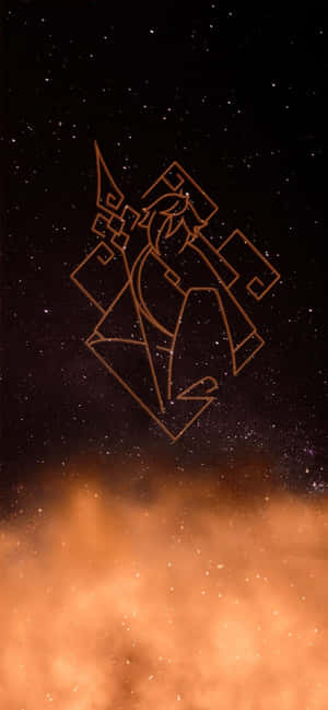 橙色幾何圖形漂浮在雲層之上，星空之下 — 月色夜空 壁紙