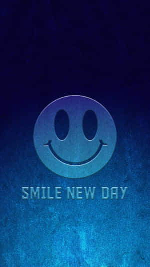 笑臉配上文字 smile new day 在藍色紋理背景上 — 微笑 壁紙