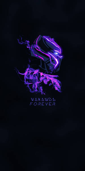 霓虹紫色和藍色裝甲頭盔，帶有煙霧效果和 Waranda Forever 文字。 — 深紫色美學 GIF 壁紙