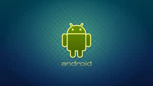 藍色漸變背景上的綠色Android機械人標誌 — 平板電腦 壁紙