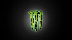 深色紋理背景上發光的綠色Monster Energy標誌 — 怪獸動圖 壁紙