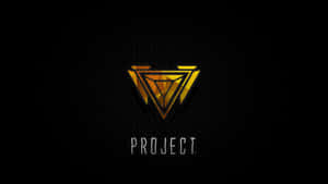 一個金色三角形標誌，帶有「PROJECT」字樣，位於黑色六邊形網格背景上。 — 日落大道 壁紙