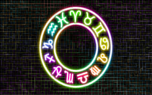 霓虹星座輪在數位電路背景上發光 — 星座 壁紙
