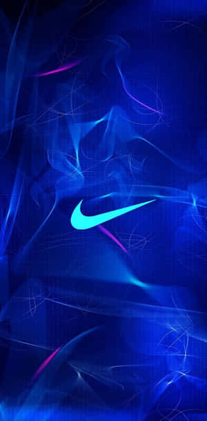 發光的Nike剔號在藍色和紫色數碼煙霧背景中。 — 凌志標誌 GIF 壁紙