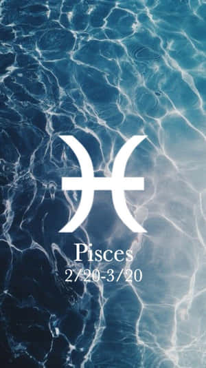 雙魚座星座符號及日期範圍在漣漪藍色水面上。 — 雙魚座 GIF 壁紙