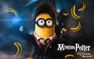 穿著巫師裝的Minion撐傘，香蕉飛舞。 — 小黃人 壁紙