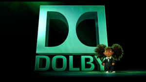 穿著燕尾服的動畫小孩站在發光的綠色Dolby標誌旁邊。 — 風景動圖 壁紙
