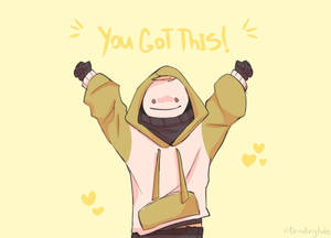 動漫角色高舉拳頭，周圍有心形環繞，說著You Got This! — 遊戲 壁紙