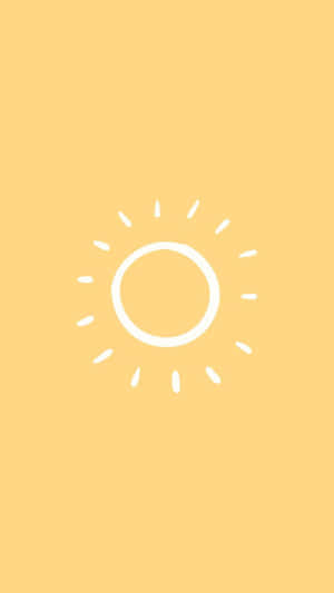 一個簡單的白色太陽圖標在黃色背景上。 — 9:16 壁紙