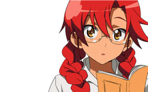 紅髮辮子戴眼鏡的動漫女孩在看書。 — 狙擊手 壁紙