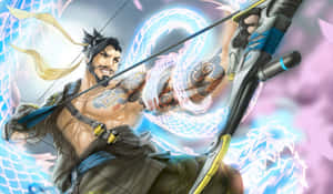 身後帶有龍能量的動漫戰士弓箭手 — 武士Champloo 壁紙