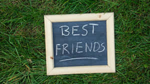 草地上寫著「BEST FRIENDS」的黑板 — 最好朋友 壁紙