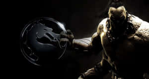 Mortal Kombat 戰士在黑暗環境中手持龍徽章 — 五條悟 壁紙