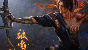 動漫戰士拔出帶有龍圖案和火花的發光劍。 — 武士Champloo 壁紙