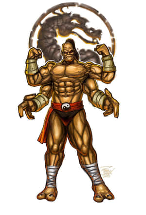 Mortal Kombat 戰士，四臂和龍形標誌，展示肌肉。 — 小米Mix 壁紙