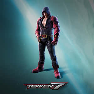 Tekken 7戰士穿著紅色和黑色盔甲站在青綠色燈光下。 — 戰士 壁紙